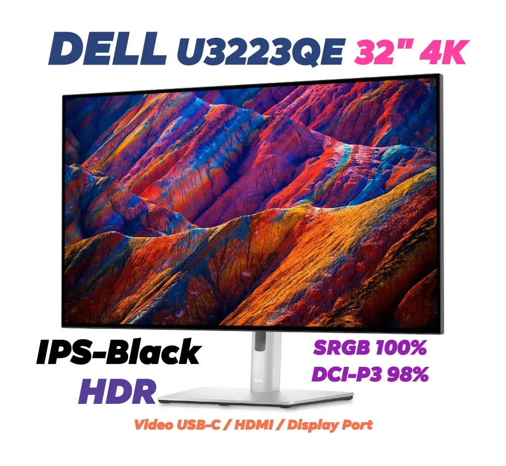 Dell U3223QE 32 inch 4k HDR IPS-Black 10-Bit USB-C KVM UltraSharp Monitor