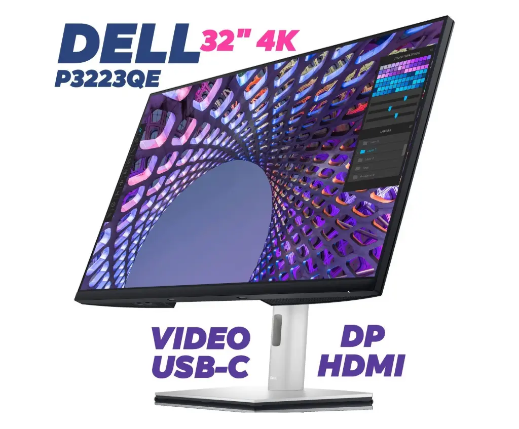 Dell P3223QE 32 inch 4k IPS 10-Bit USB-C Monitor (Used Grade A)