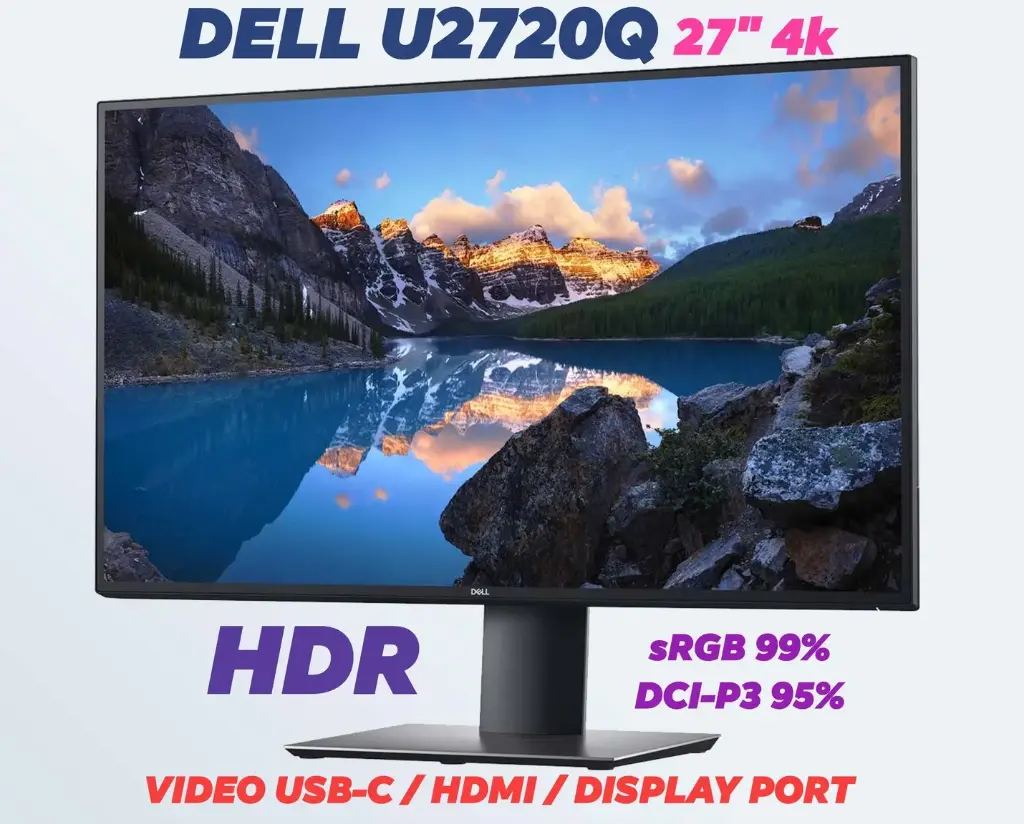Dell U2720Q 27 inch 4k HDR IPS 10-Bit USB-C UltraSharp Monitor (Used Grade A)