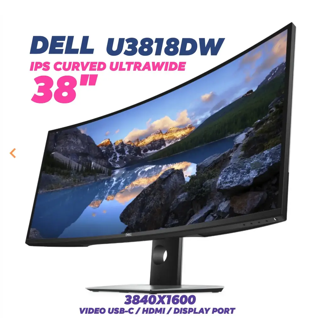 Dell U3818DW 38 inch Ultrawide IPS Curved 3840x1600 USB-C KVM 10-Bit UltraSharp Monitor (Used Grade A)