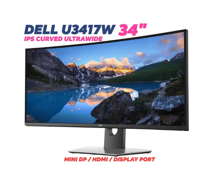 Dell U3417W 34 inch Ultrawide IPS Curved 3440x1440 KVM 10-Bit Ultrasharp Monitor (Used Grade A)