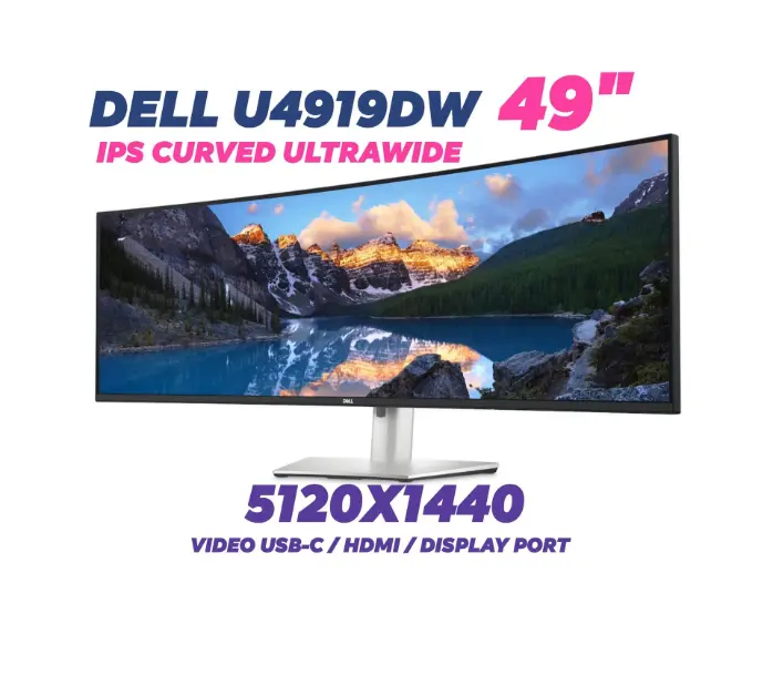 Dell U4919DW 49 inch Ultrawide IPS Curved 5120x1440 USB-C KVM 10-Bit UltraSharp Monitor (Used Grade A)
