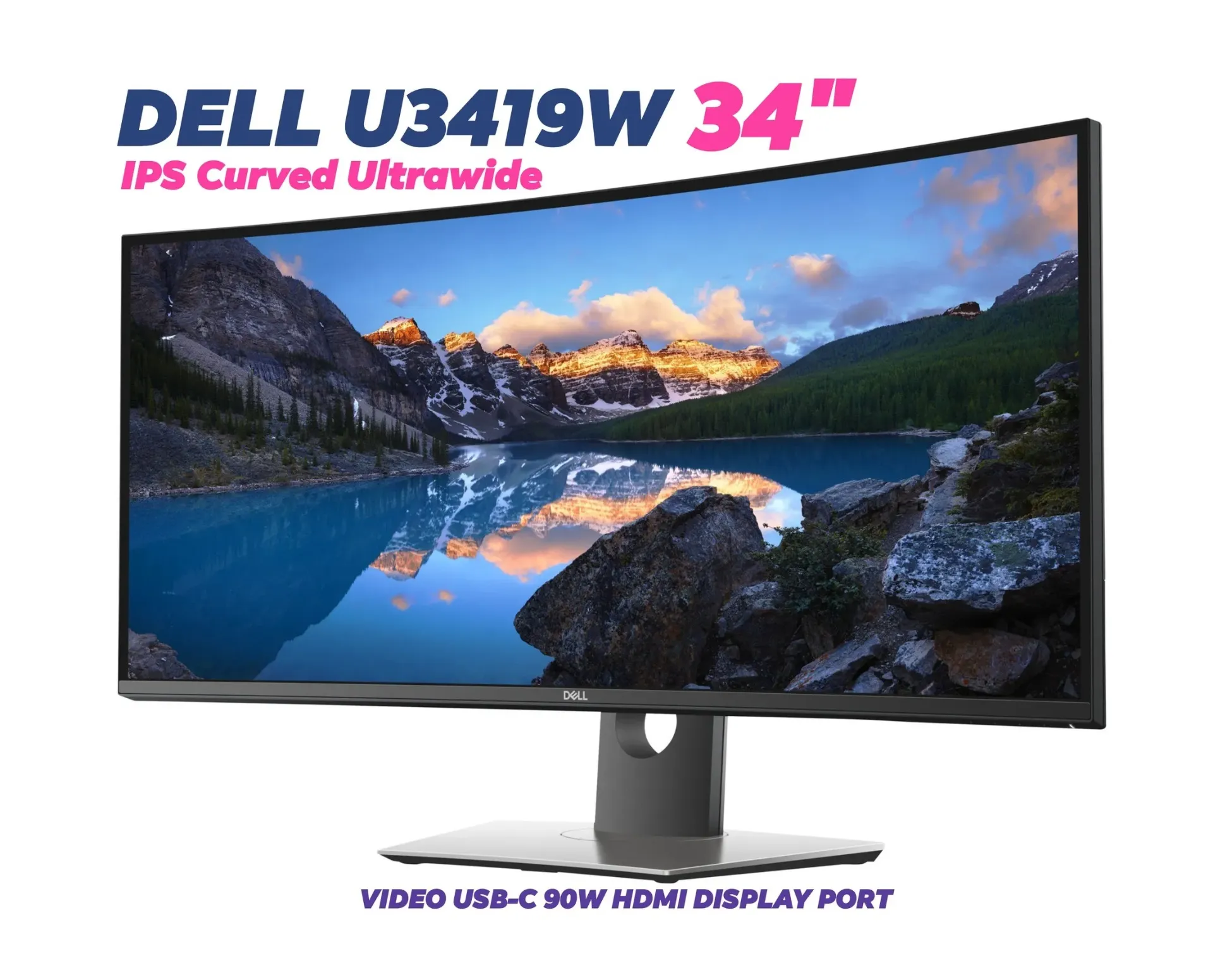 Dell U3419W 34 inch Ultrawide IPS Curved 3440x1440 USB-C KVM 10-Bit Ultrasharp Monitor
