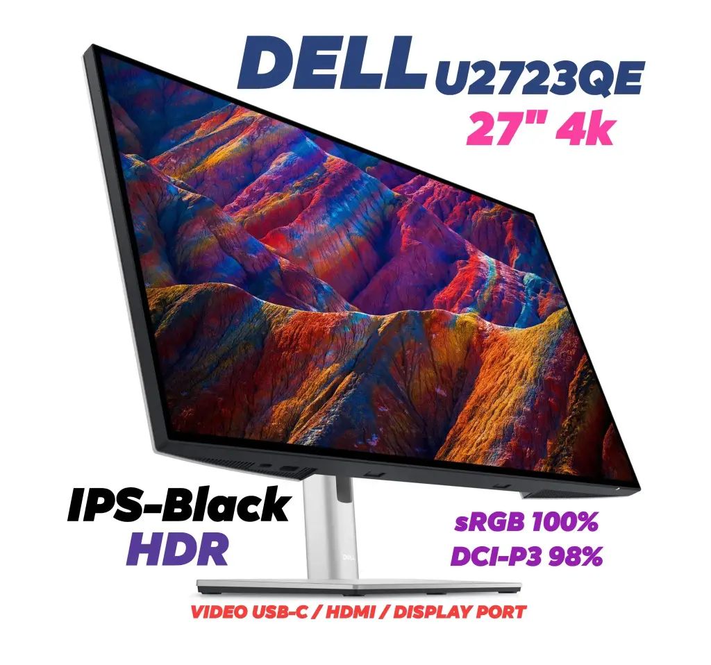 Dell U2723QE 27 inch 4k HDR IPS-Black 10-Bit USB-C UltraSharp Monitor (Used Grade A)